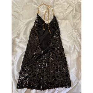 Low Back Sequin Black Dress